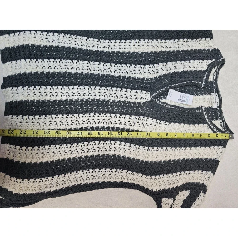 NWT Maurices 100% Cotton Striped Crochet Knit V Neck Sweater XS Boho
